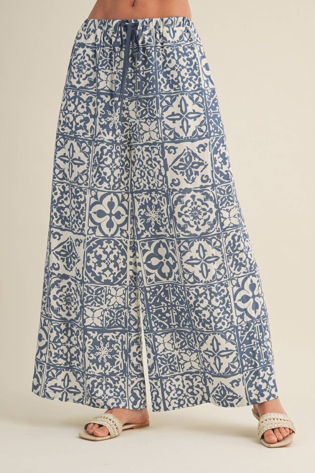 Geometric Tile Print Palazzo Trousers