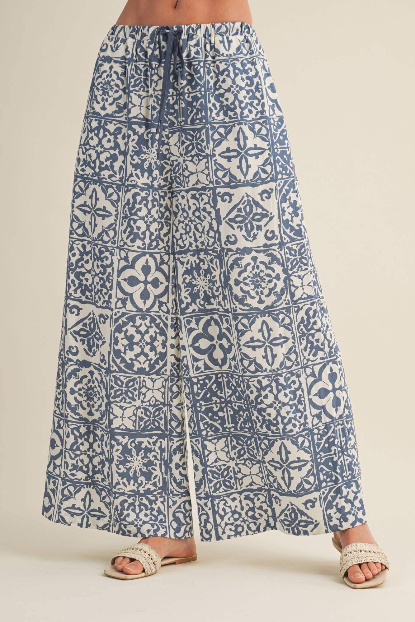 Geometric Tile Print Palazzo Trousers