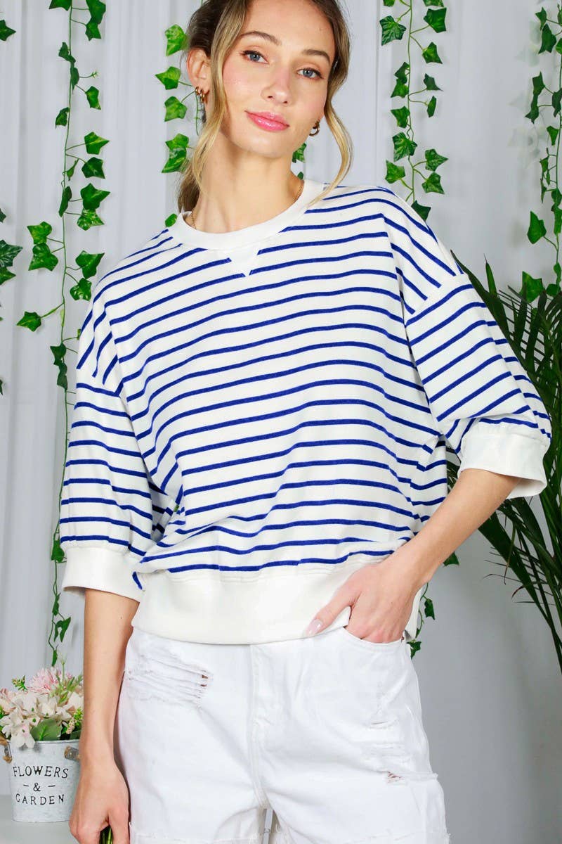 Striped Sweatshirt Terry Short Sleeve/Tessa