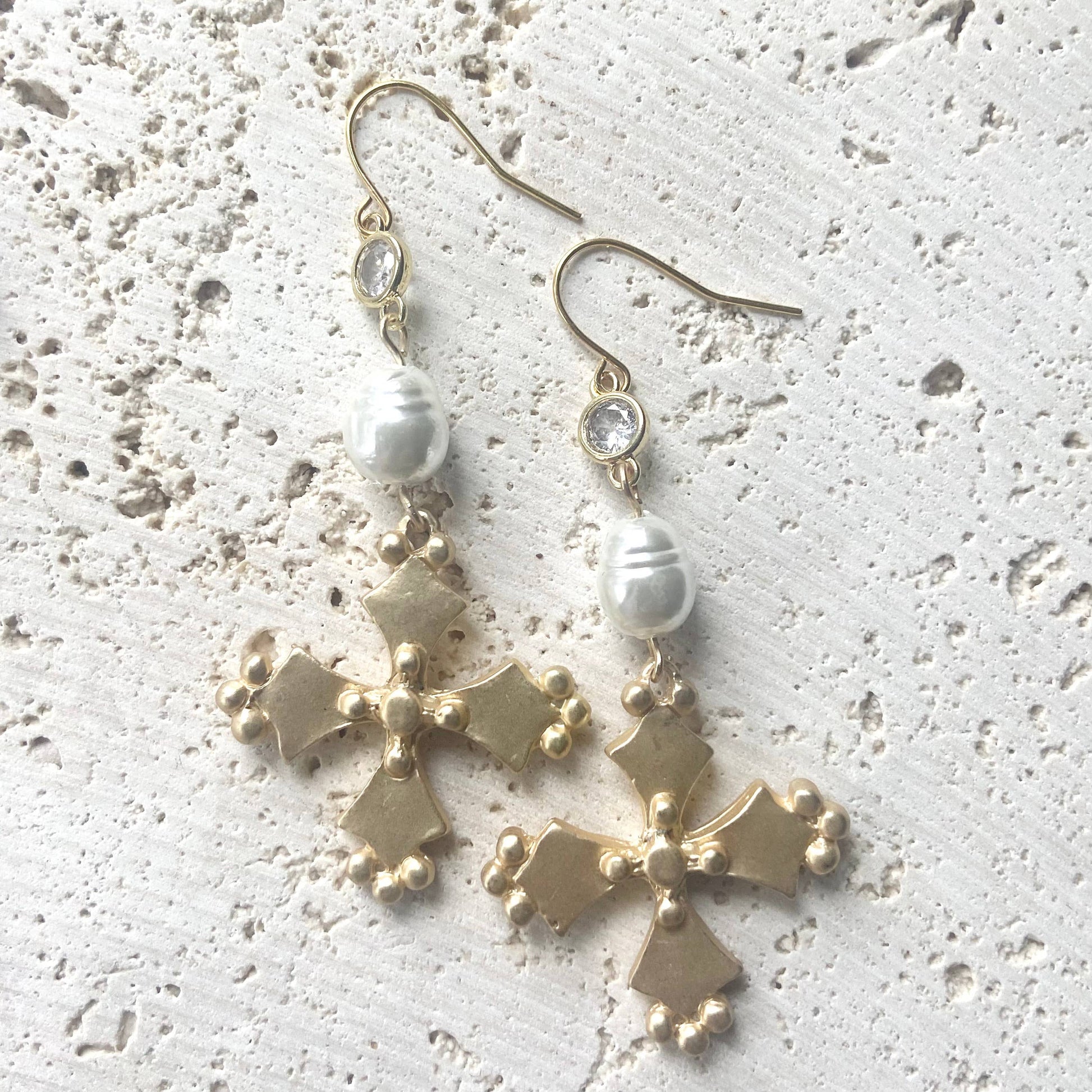 French Cross Earrings