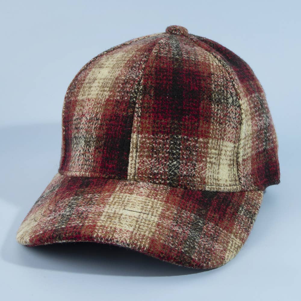 Shadow Plaid Curved Brim Baseball Cap