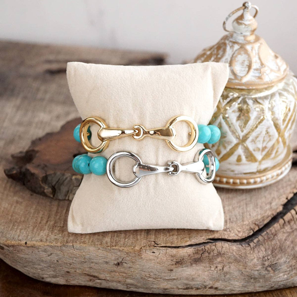 Turquoise Beaded Horse Bit Bracelet – Coastal Rein