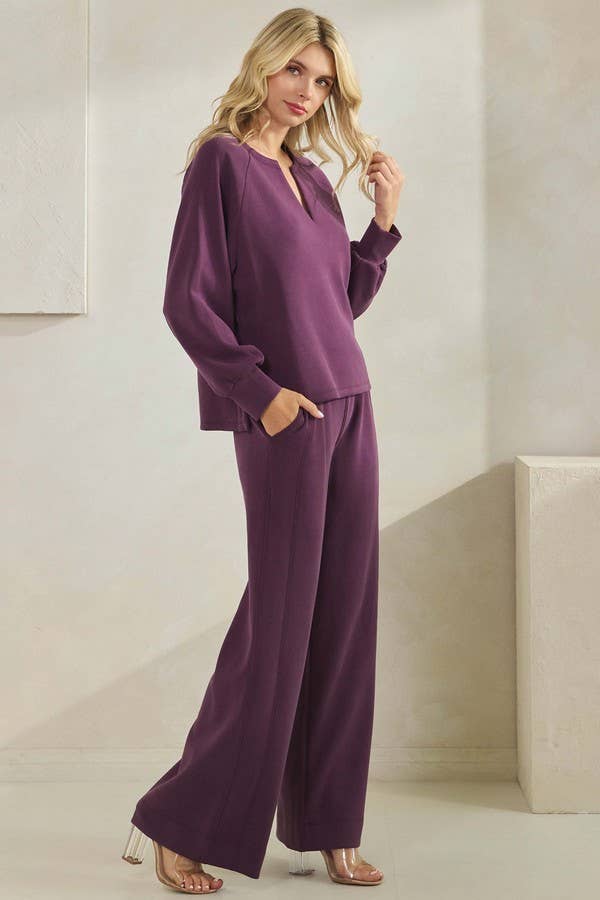Sofie Soft Top and  Wide Leg Pant Matching Set