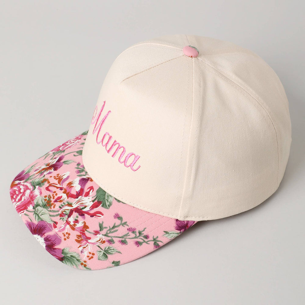Mama Embroidery Floral Two-Tone Trucker Hat