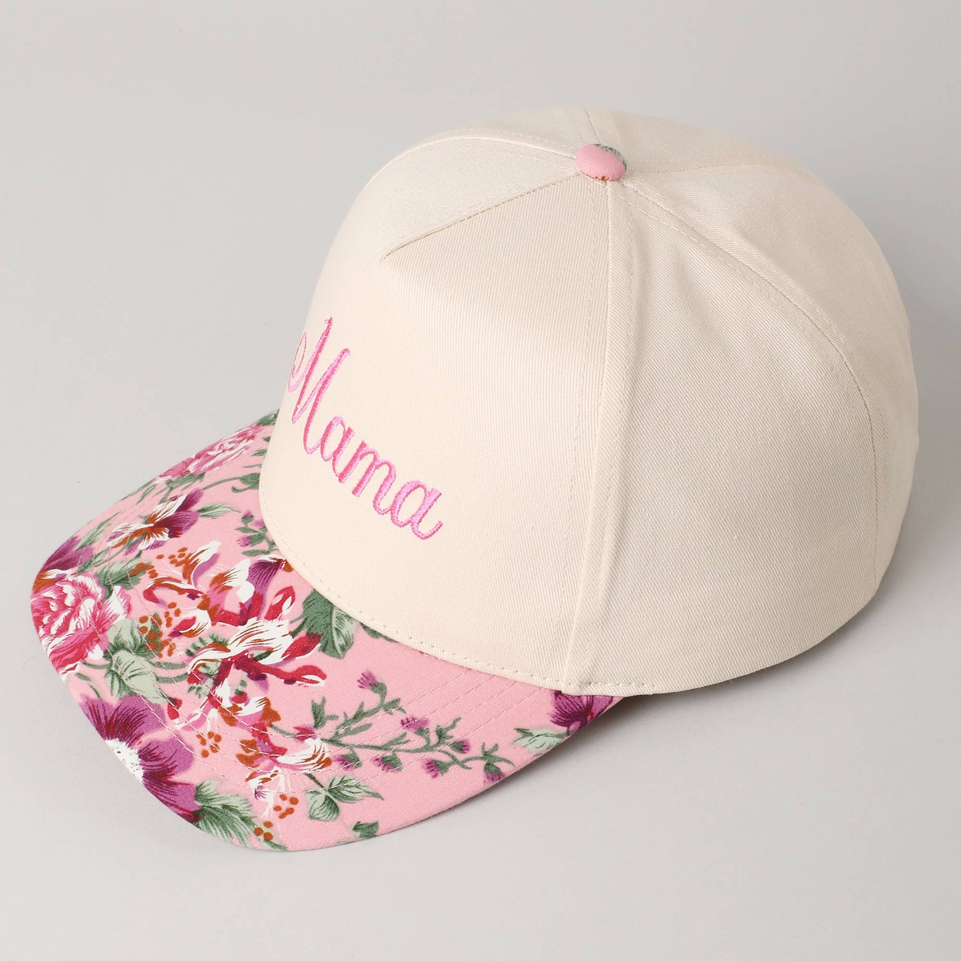 Mama Embroidery Floral Two-Tone Trucker Hat