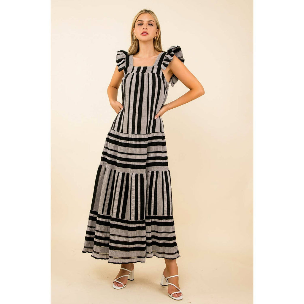 Striped Tiered Maxi Dress
