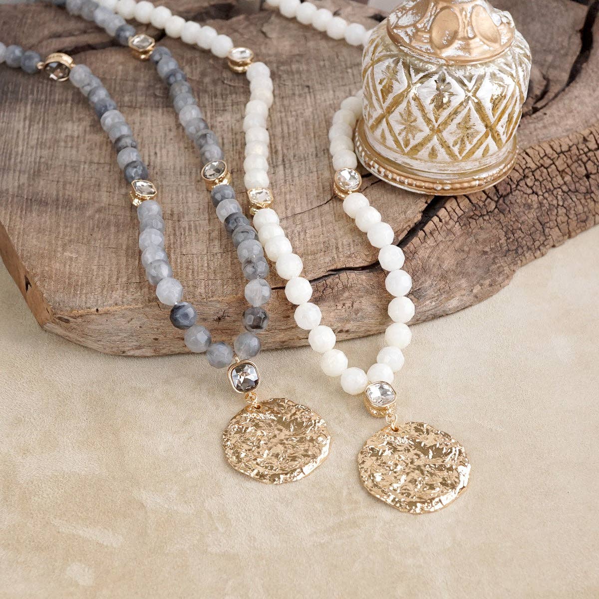 Long Coin Chunky Beaded Necklace – Marbled Muse