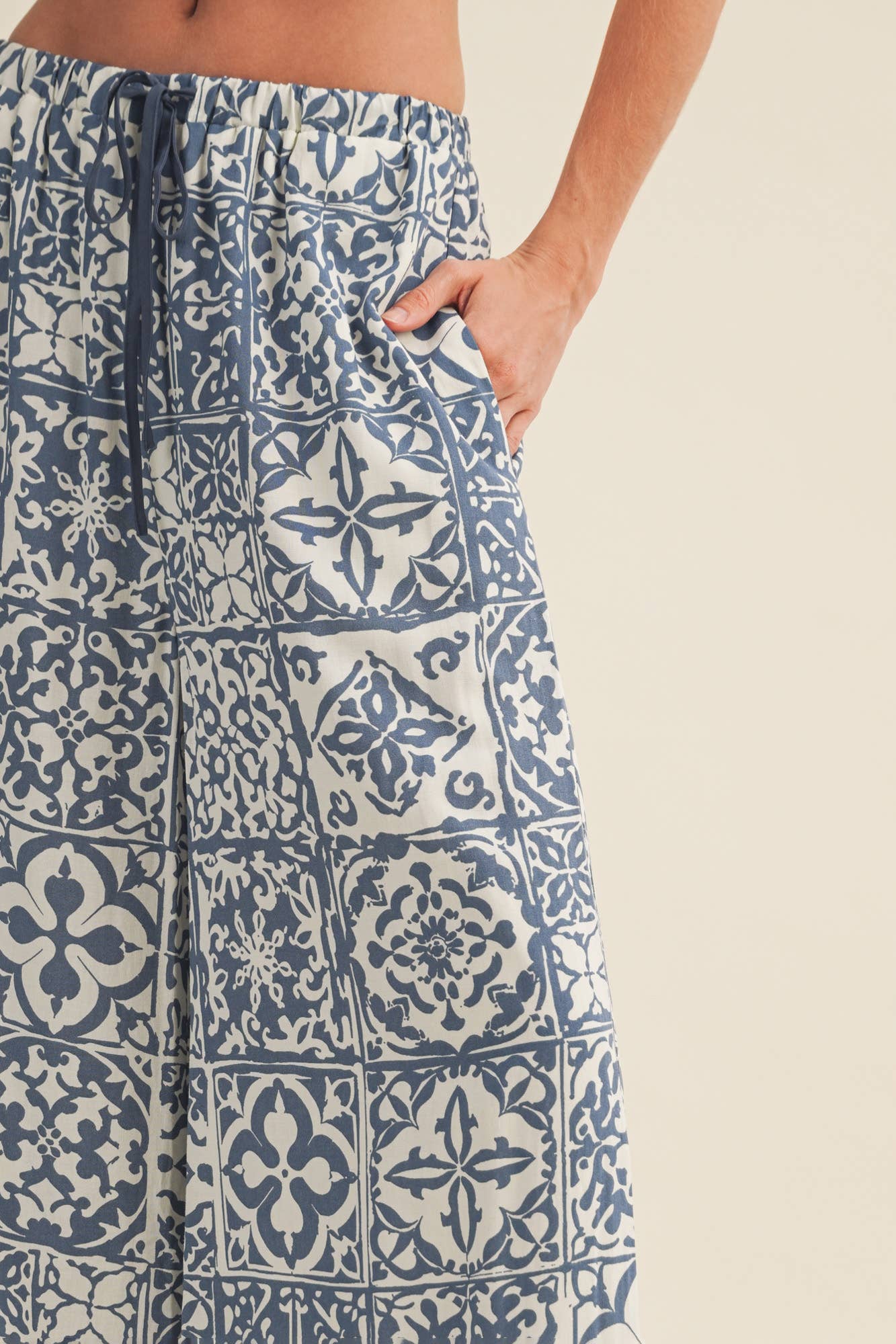 Geometric Tile Print Palazzo Trousers