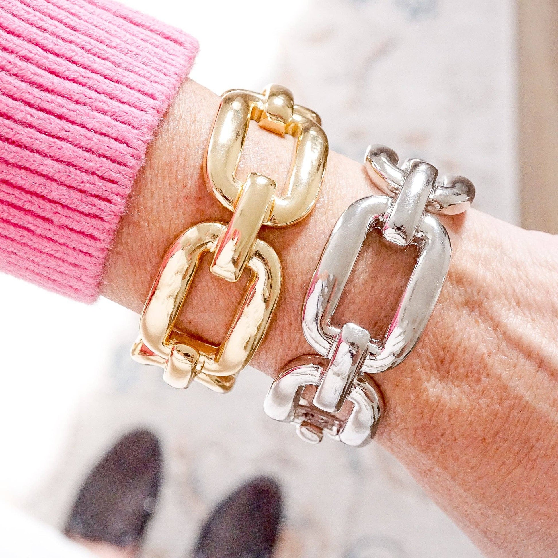Chunky Chain Statement Stretchy Bangle Bracelet