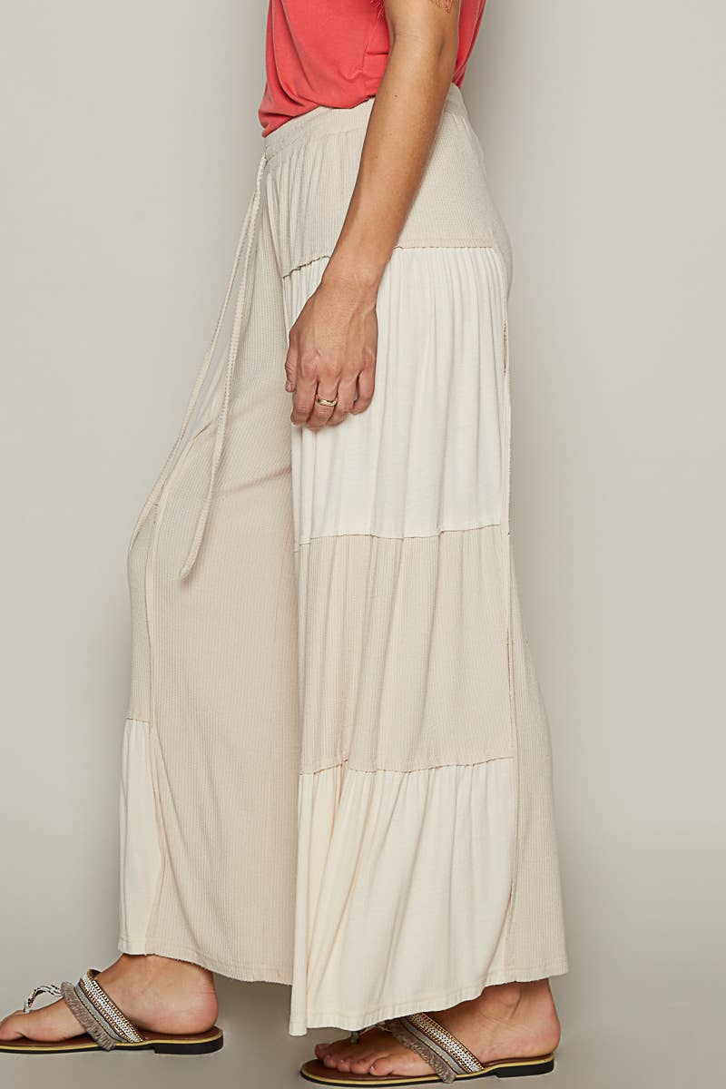 POL Ribbed Contrast Wide Leg Pants