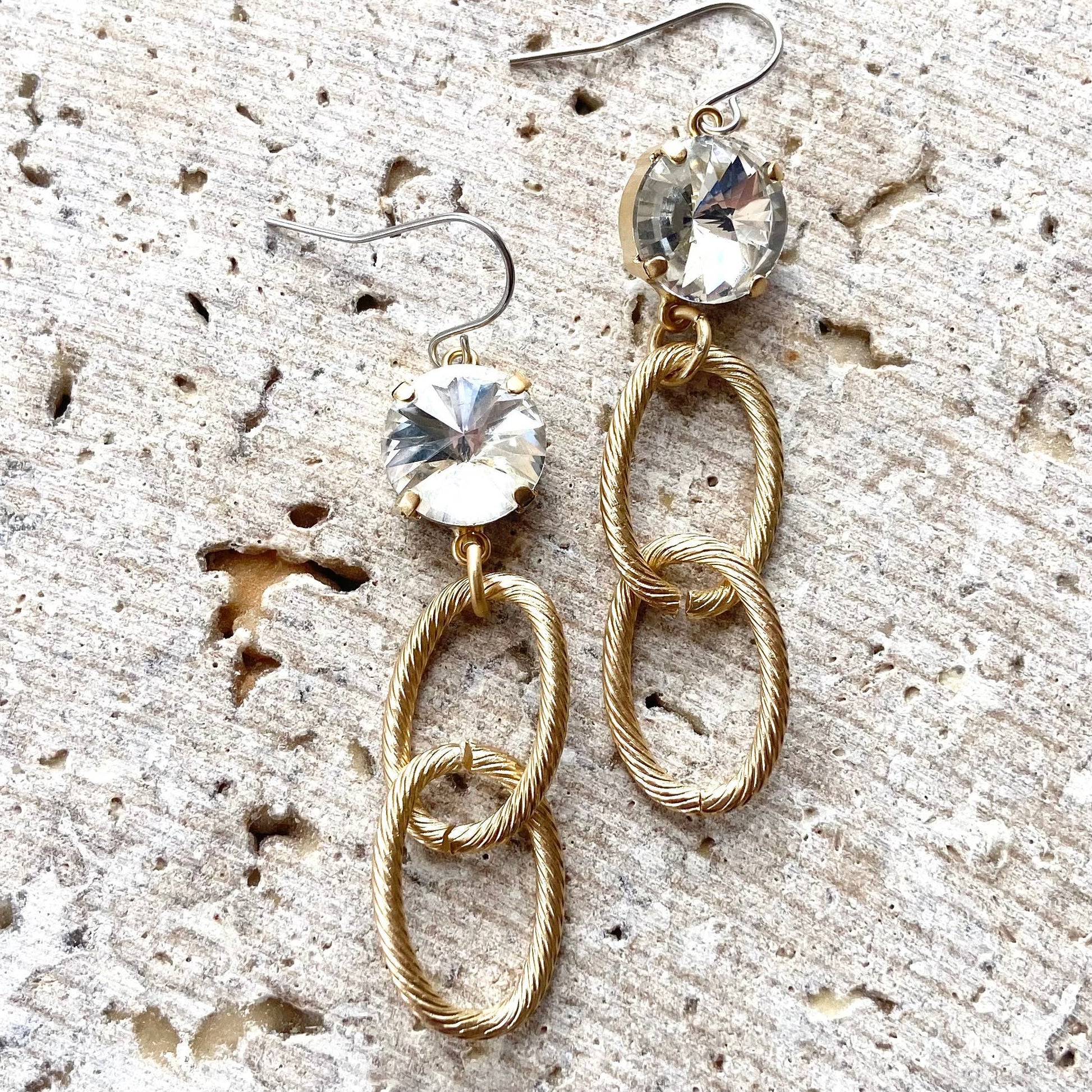 Crystal Edgy Dangly Earrings