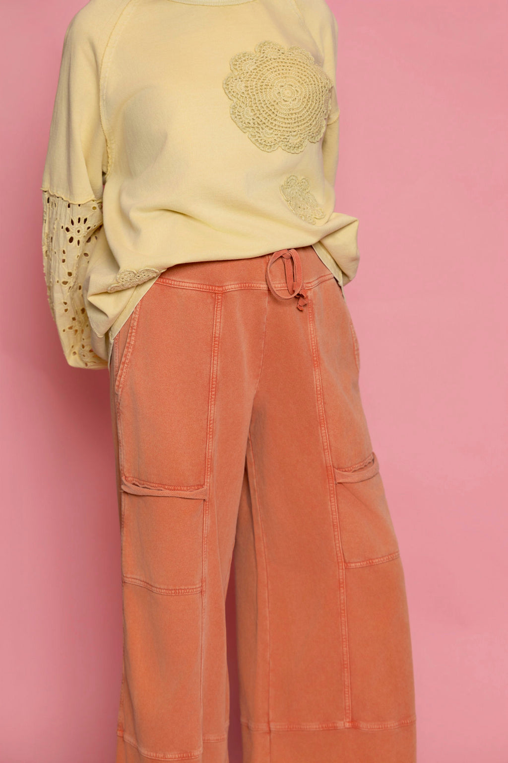Easel Wide Leg Pants in Terracotta