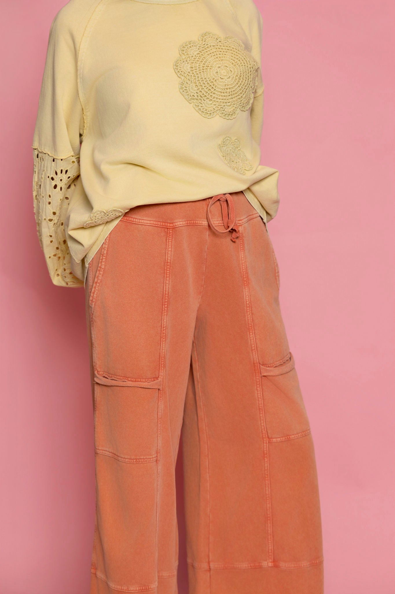 Easel Wide Leg Pants in Terracotta