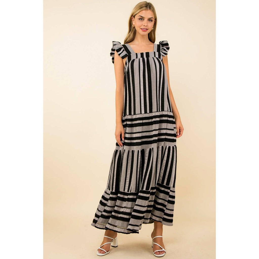 Striped Tiered Maxi Dress