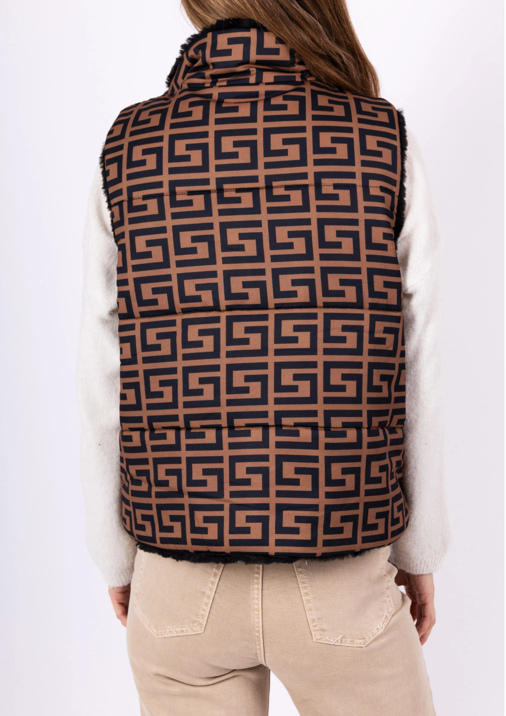 Angelica Choco & Black Reversible Faux Fur Vest