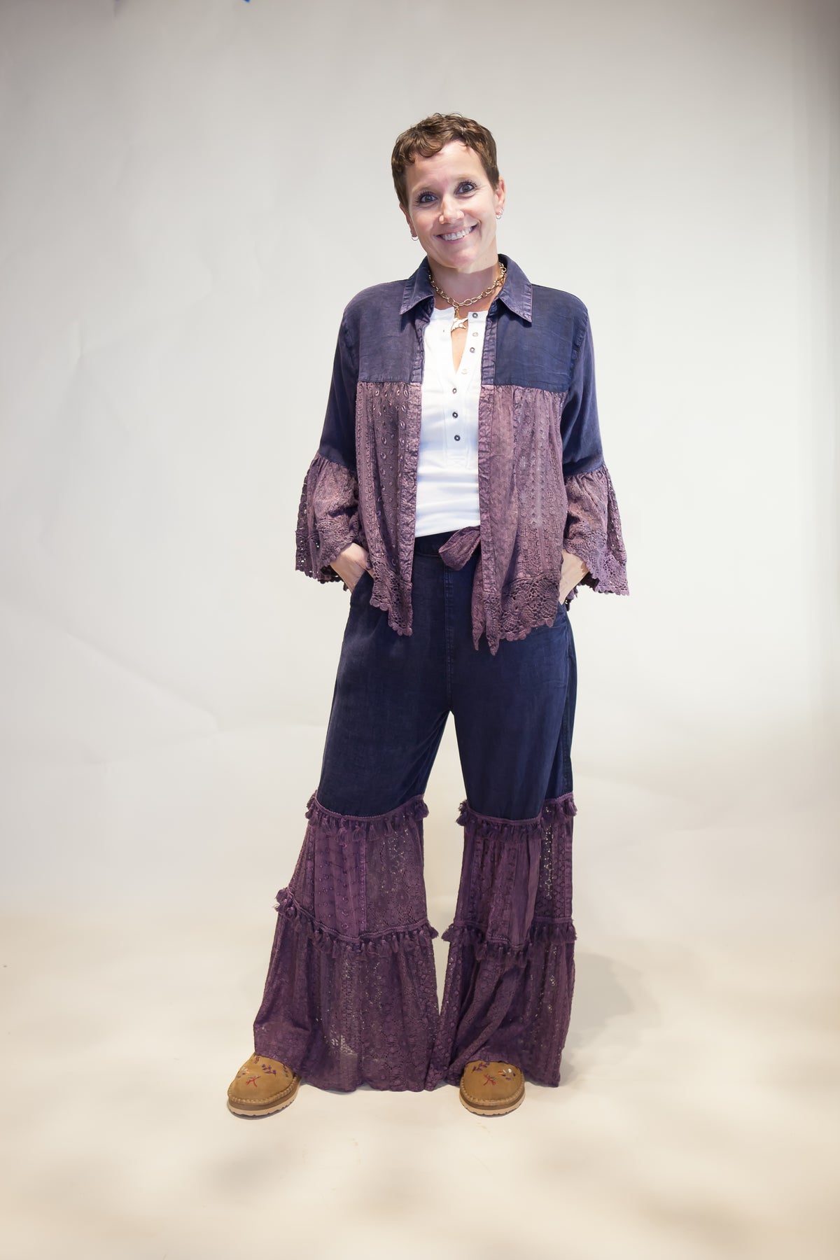 Wildflower Tiered Lace Wide Leg Pants