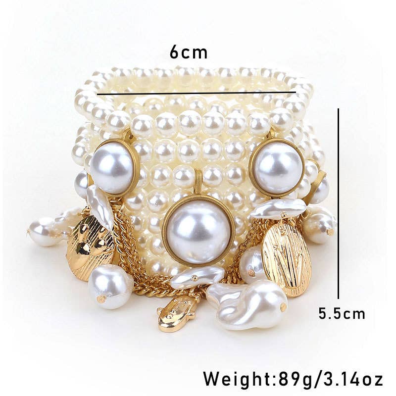 Opulent Pearlies Bracelet with Textured Gold Details