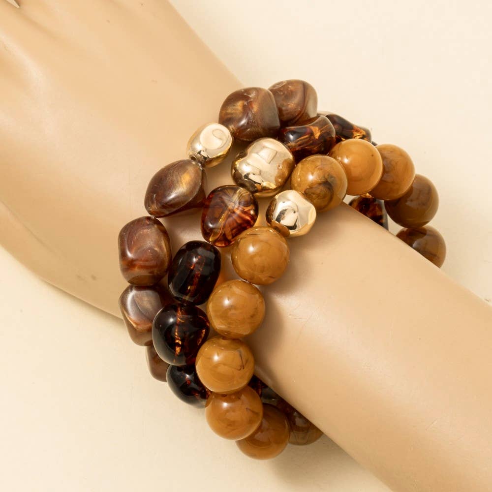 Metallic And Marble Acrylic Beads Bracelet