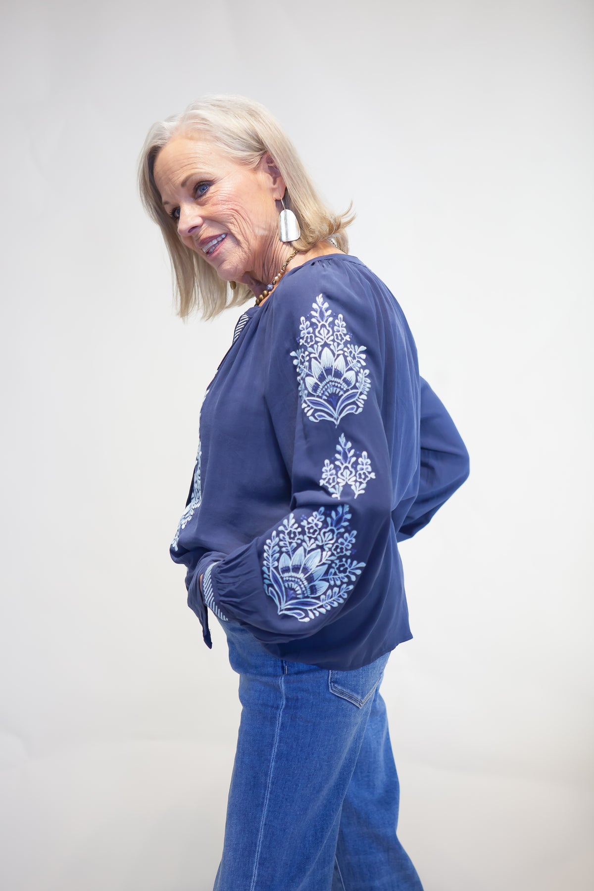 Maeve Embroidered Button Blouse