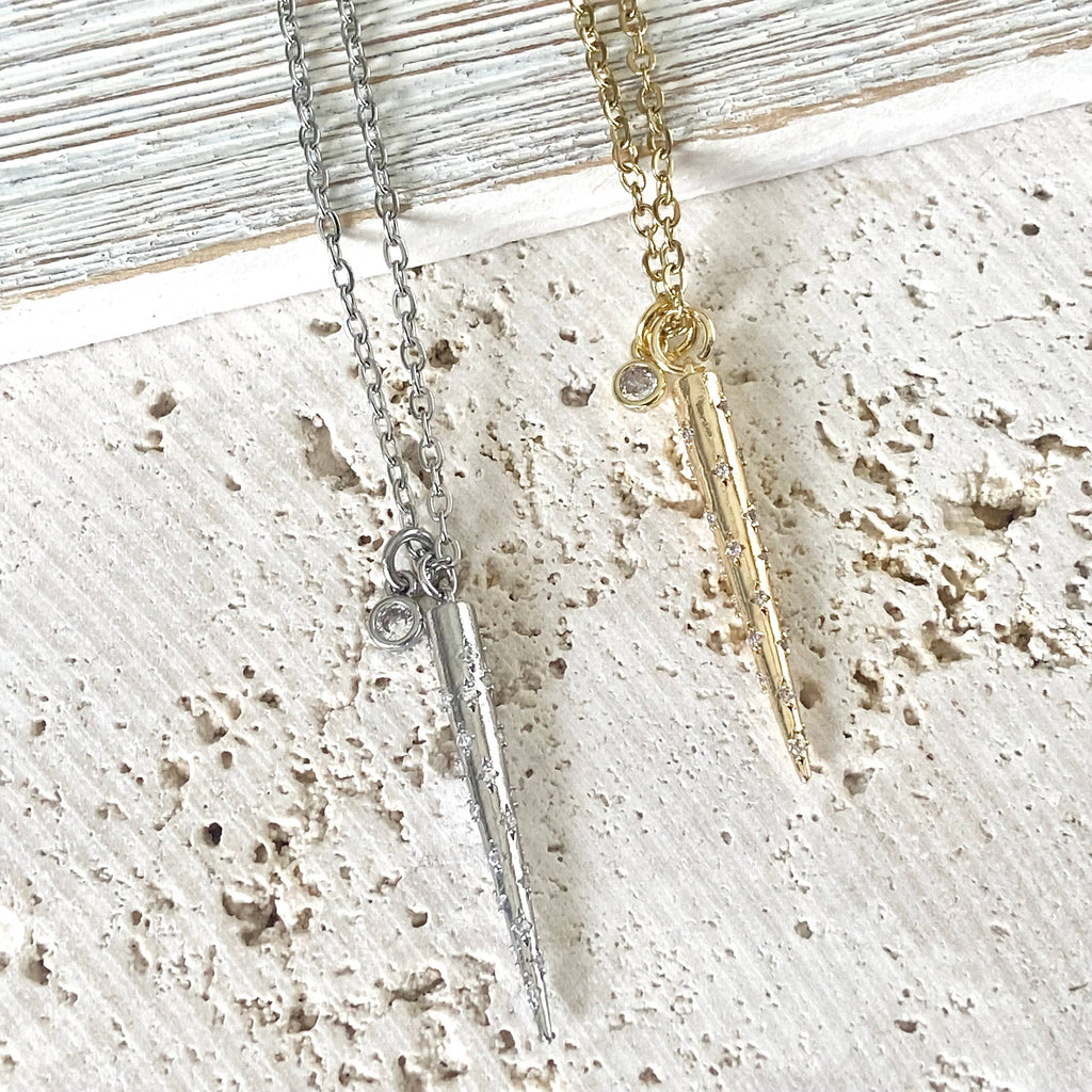 Spike Necklace w/ Clear Crystals
