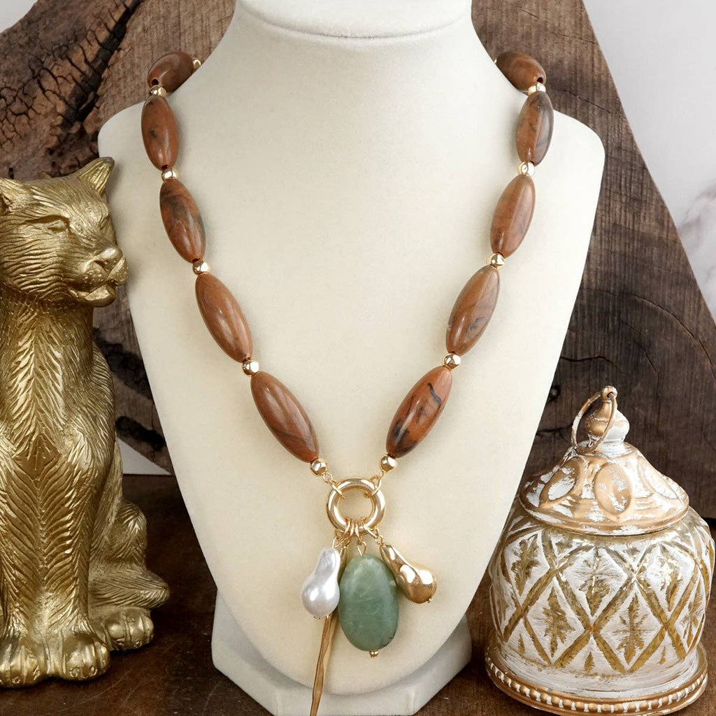 Sculpted Harmony – Bold Beaded Cluster Pendant Necklace