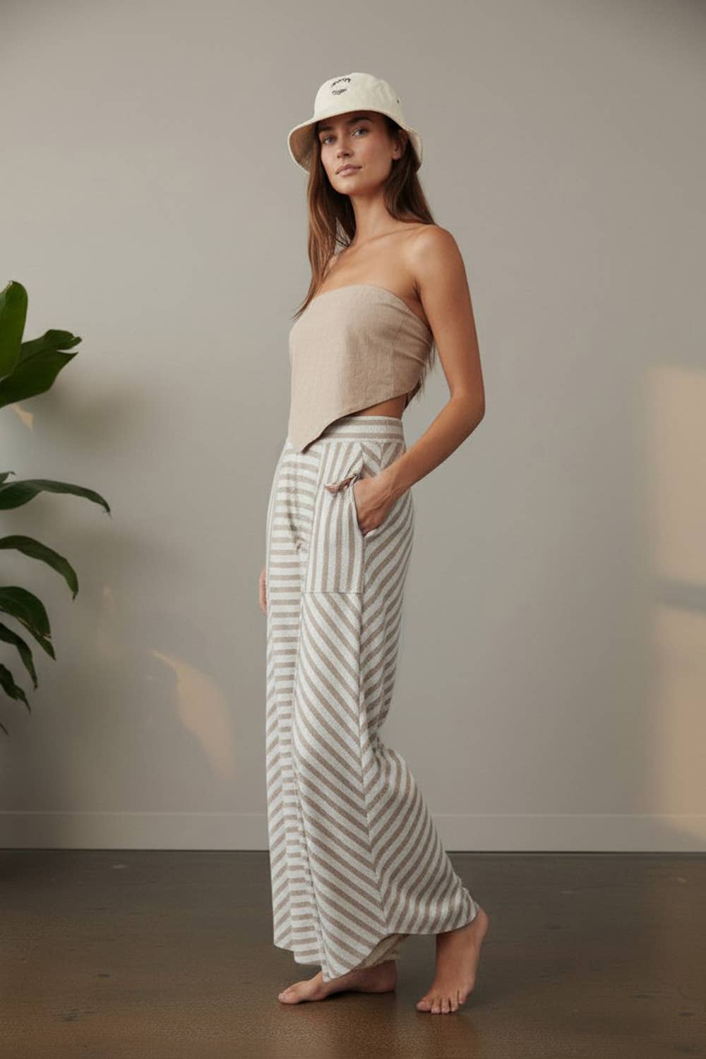 Stripe Lounge Wide Leg Summer Pants