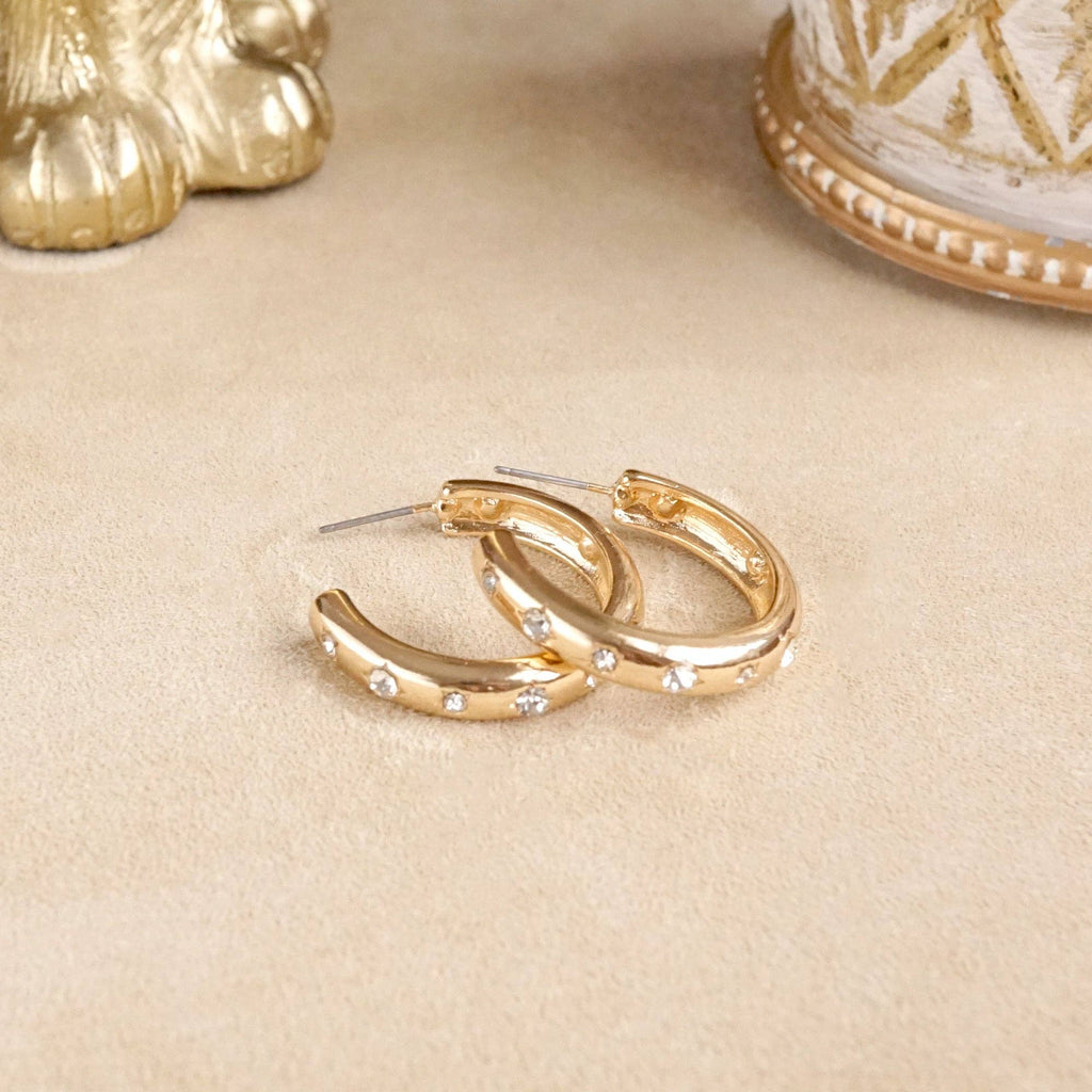 Classic Bubble Hoops – Gold with Crystal, Pearl, or Turquoise