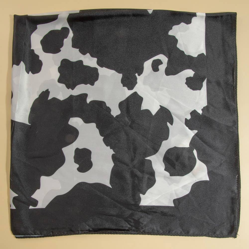 Black Cow Print Square Bandana Scarf