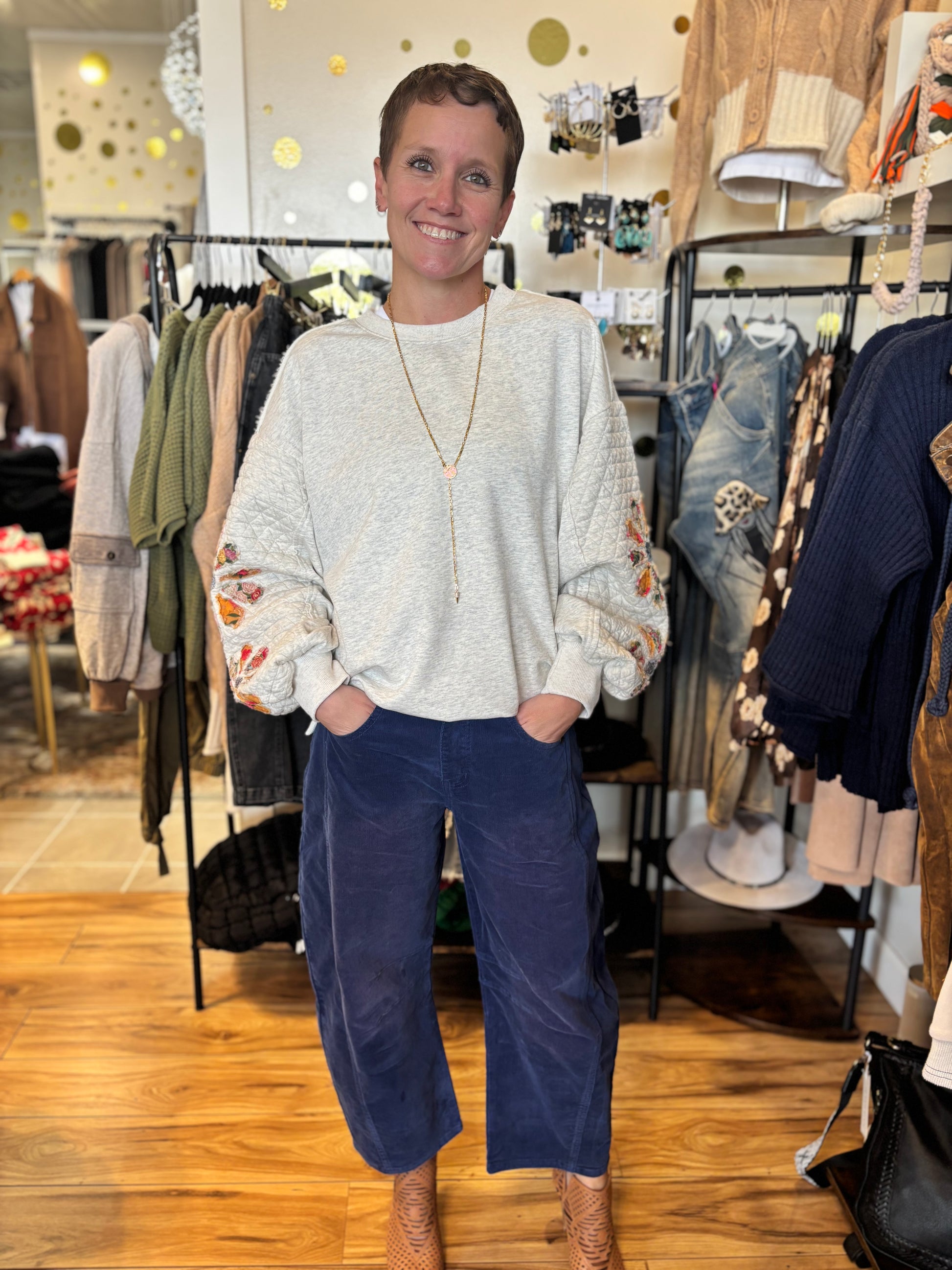 Easel Halo Corduroy Barrel Leg Pants￼