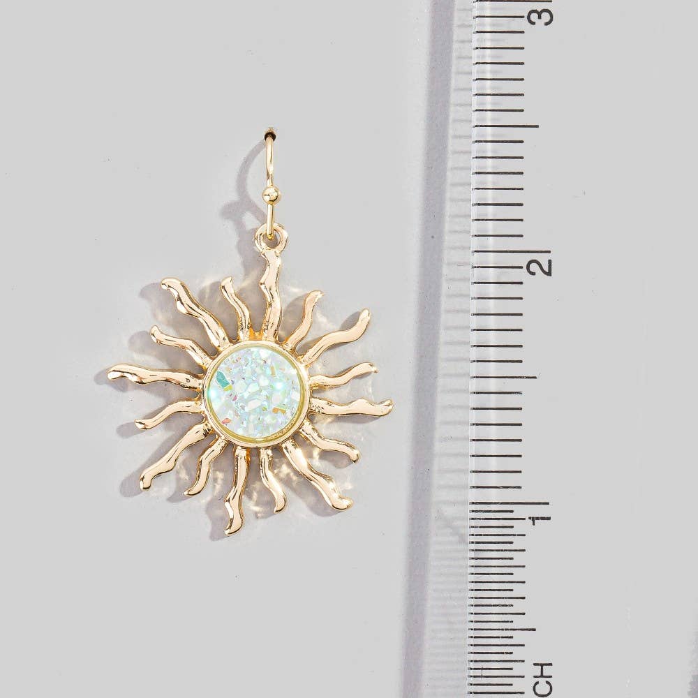 Glitter Resin Sun Dangle Earrings
