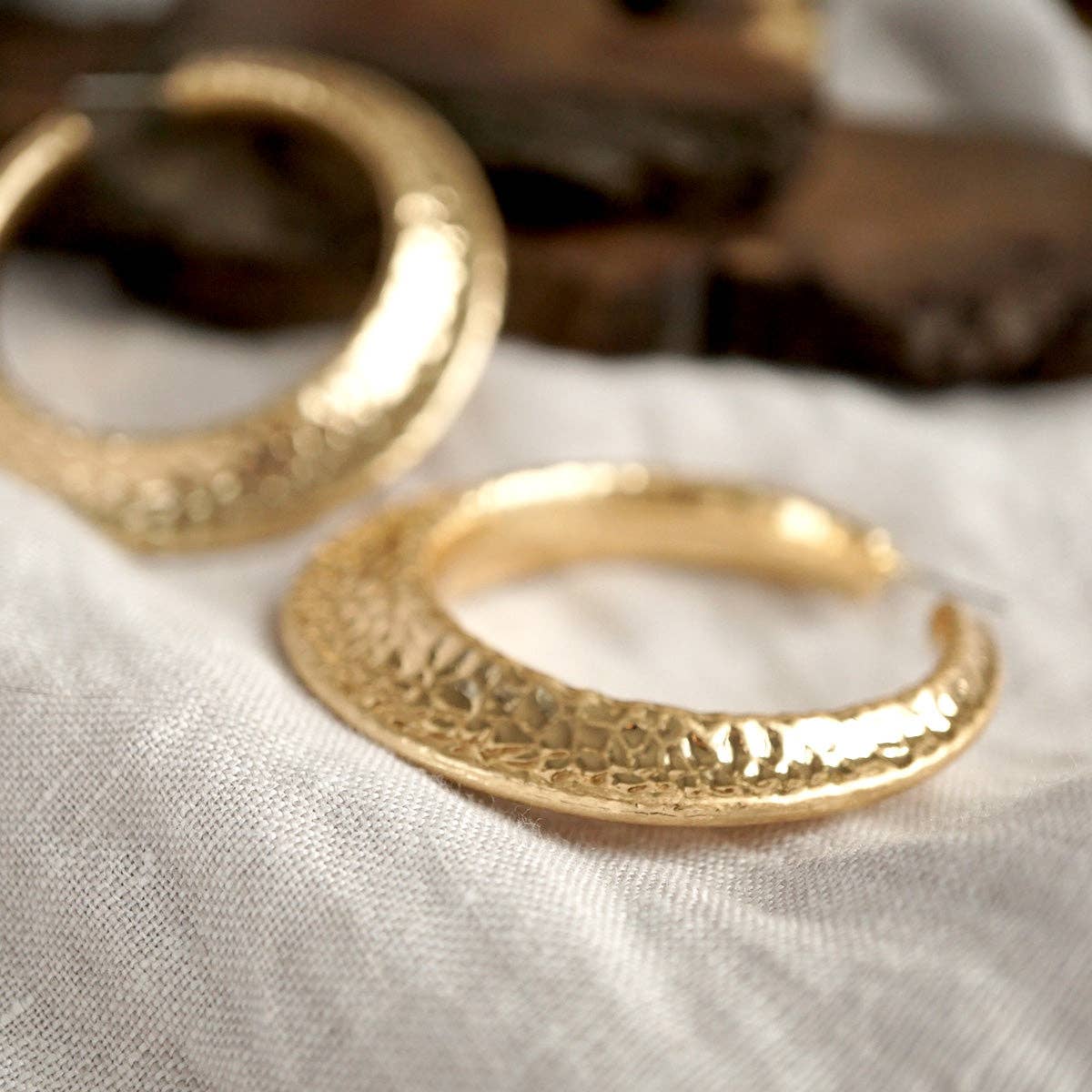 Gilded Echo – Textured Statement Hoop Earrings