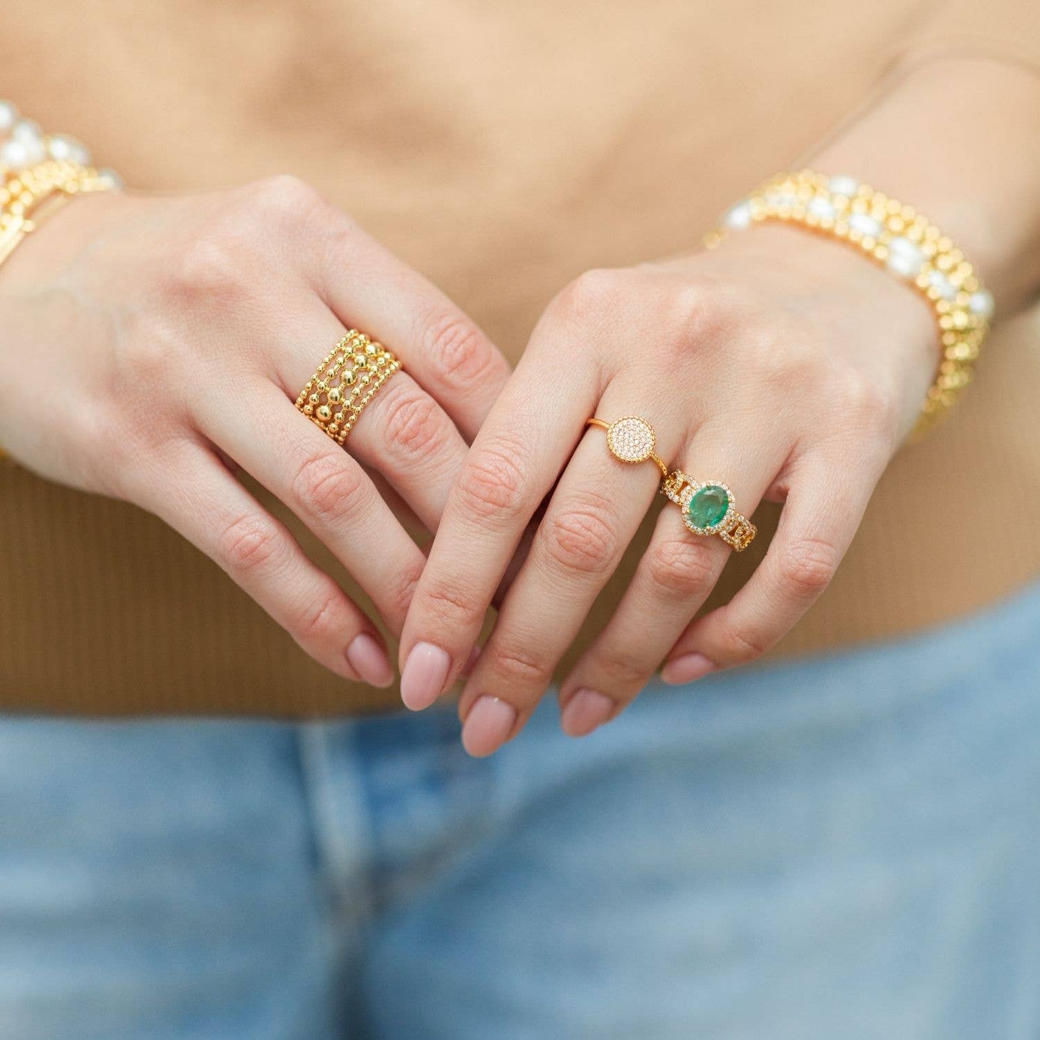 Bold Glitzy Adjustable Ring