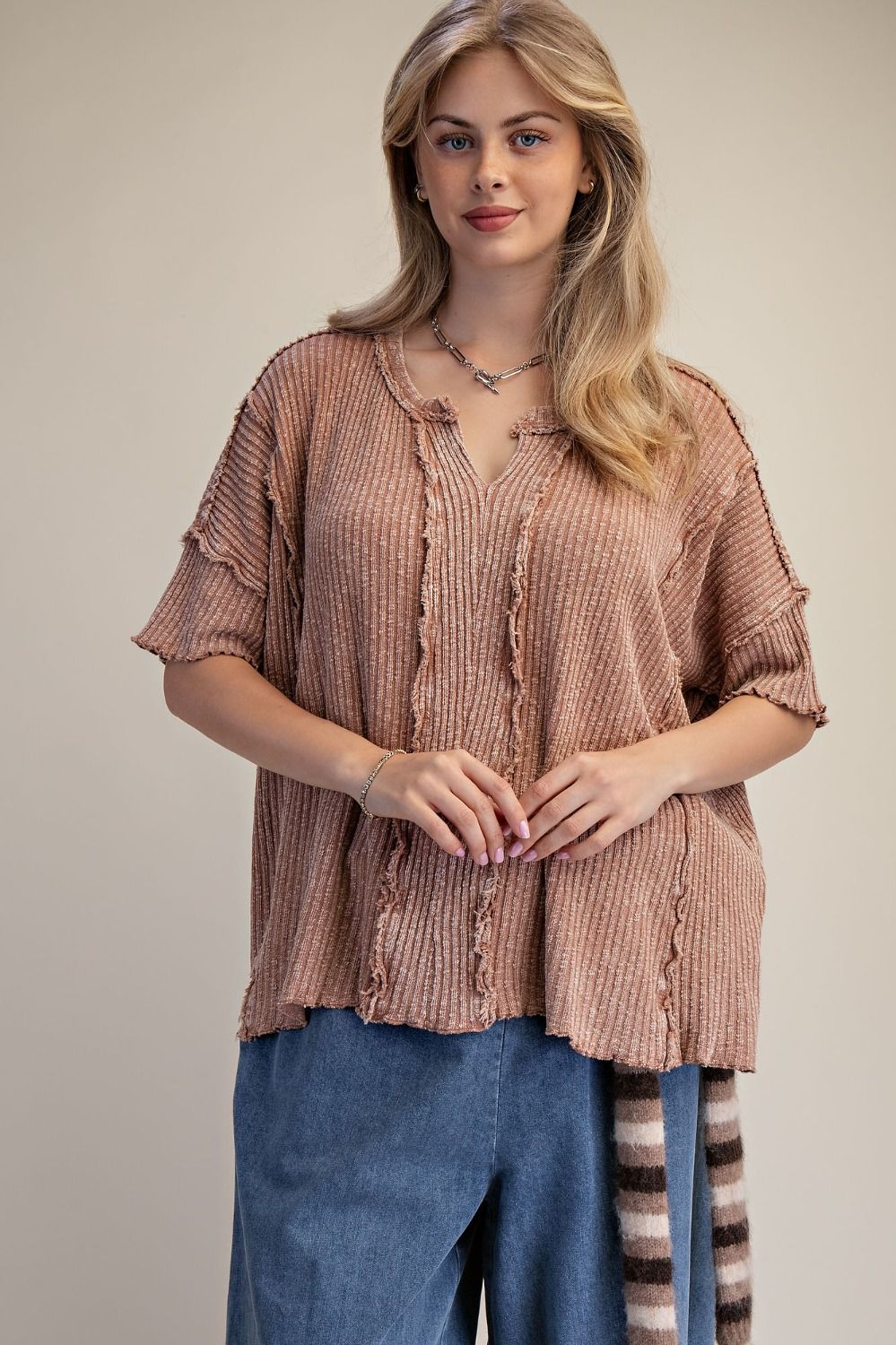 Terre by Easel Ribbed Short Sleeve Tee