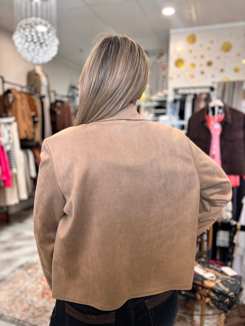 Nadya Classic Button-Down Suede- Like Jacket