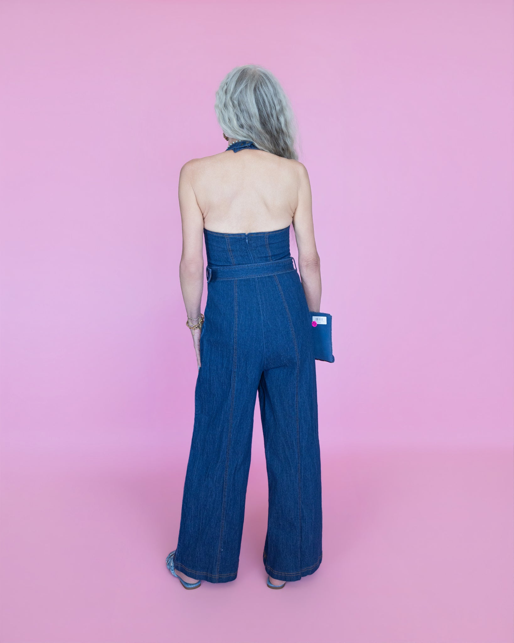 Square-Neck Halter Wide-Leg Jumpsuit
