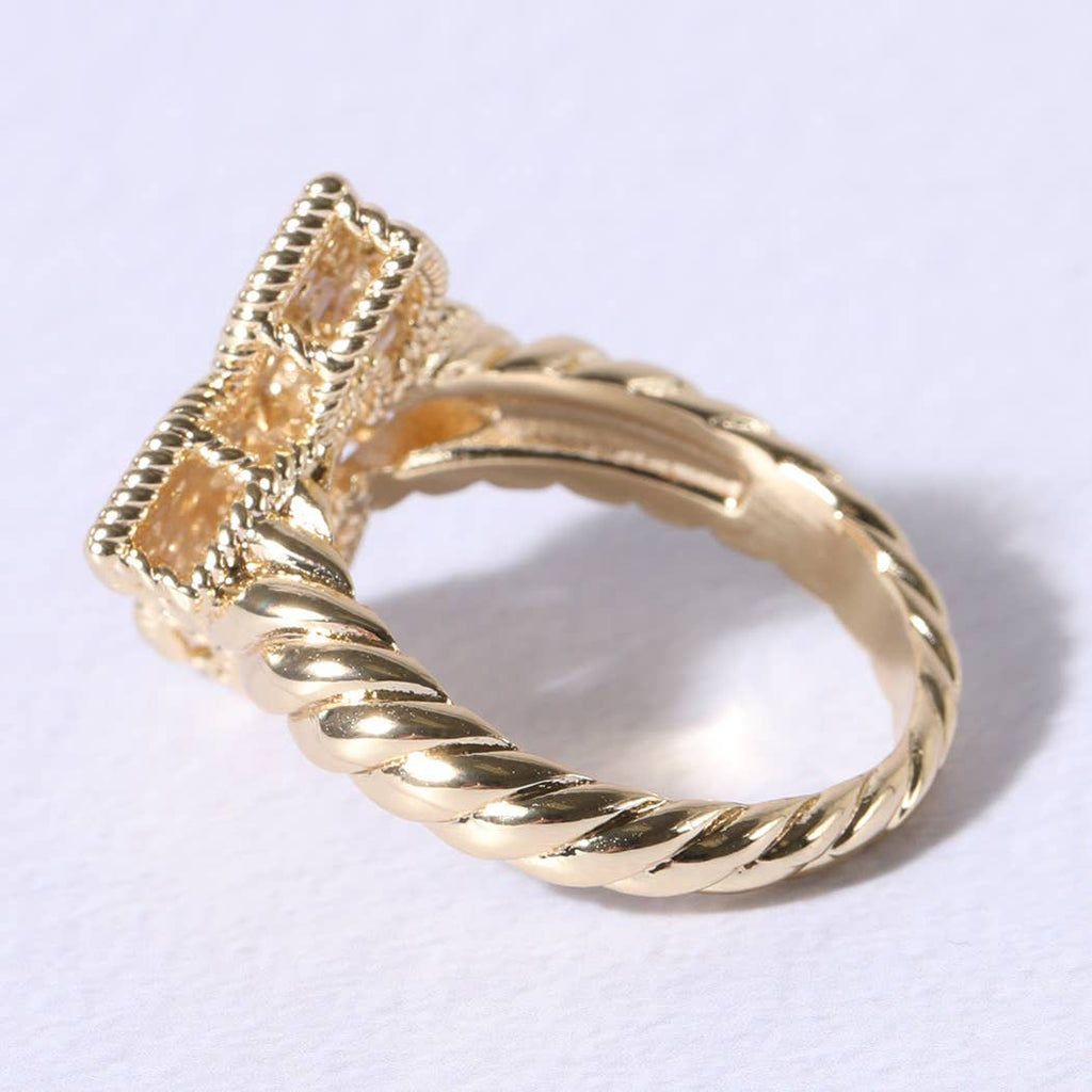 Princess Flower Clover Cubic Zirconia Rings