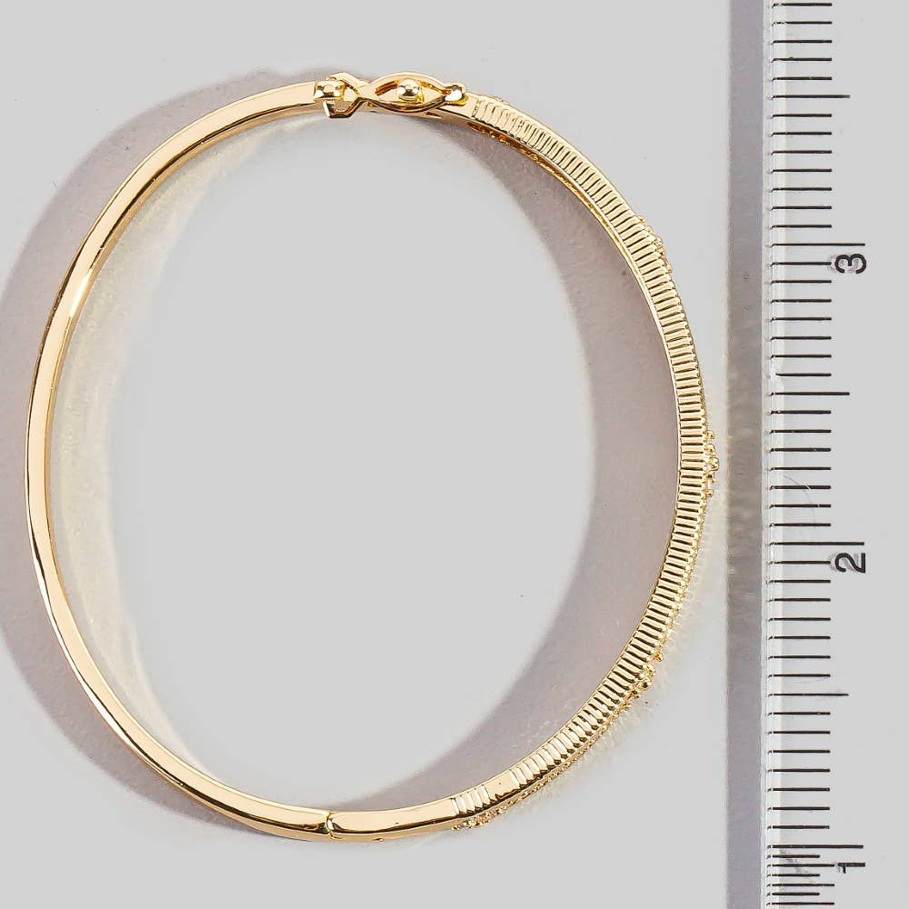 Pave Cz Clover Bangle Bracelet