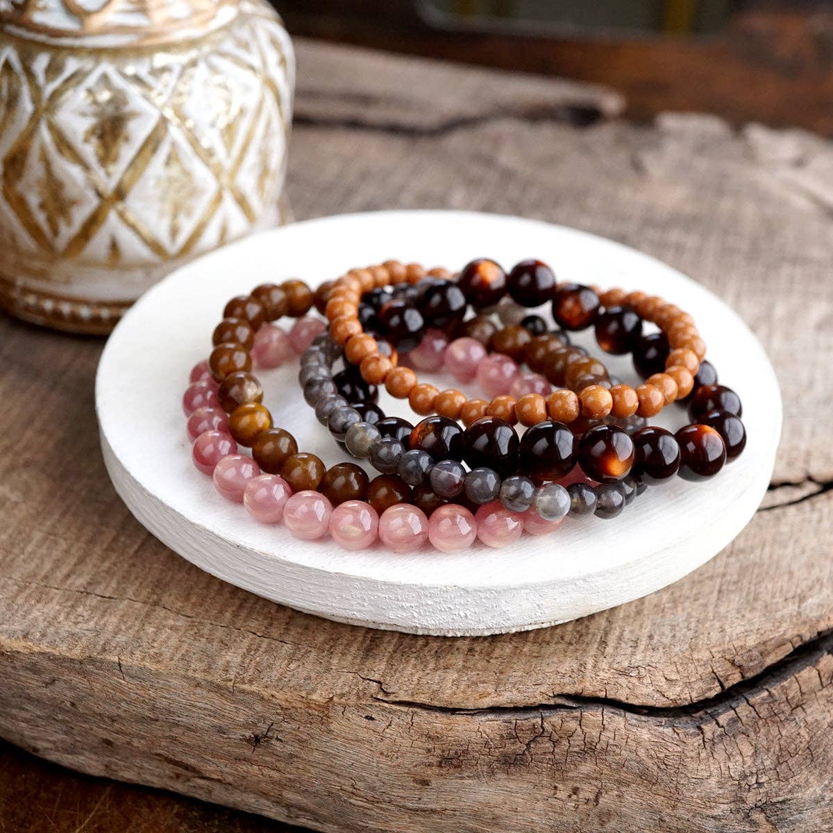 Acrylic Beaded Stretch Bracelet Set – Fall Canyon Mix