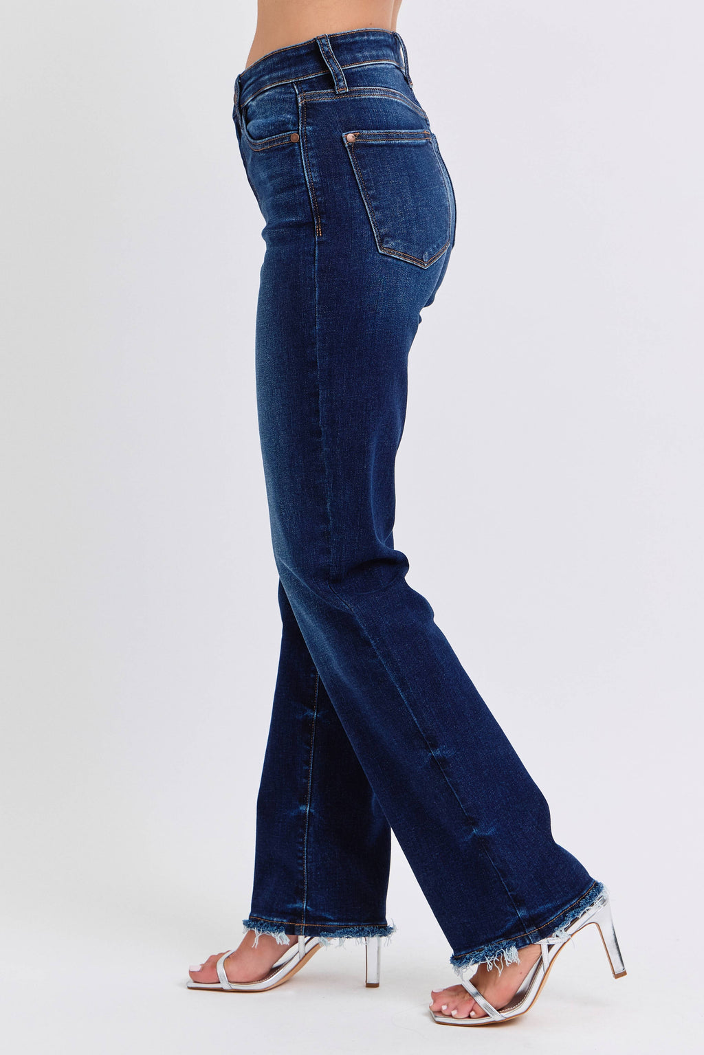 Judy Blue Mid Rise Straight Leg with Fray Hem