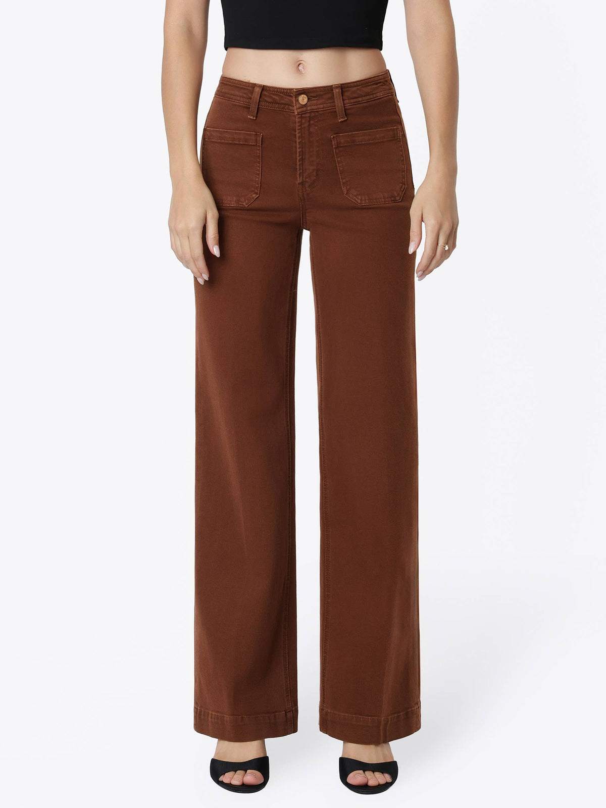 Cambria High Rise Patch Pocket Wide Jeans