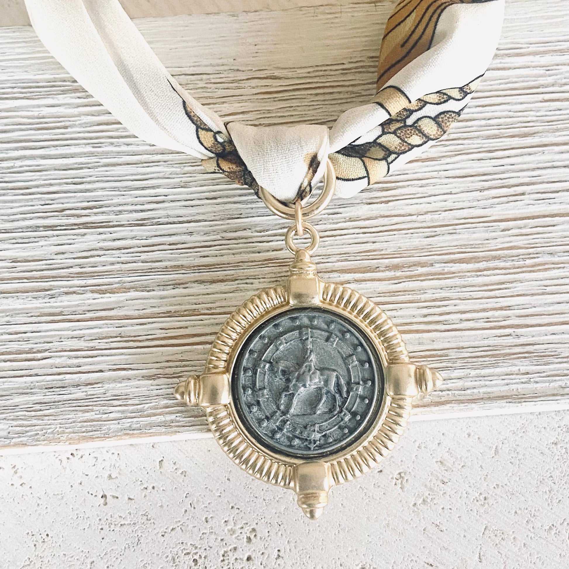 Scarf Necklace w/ Charms + Pendants