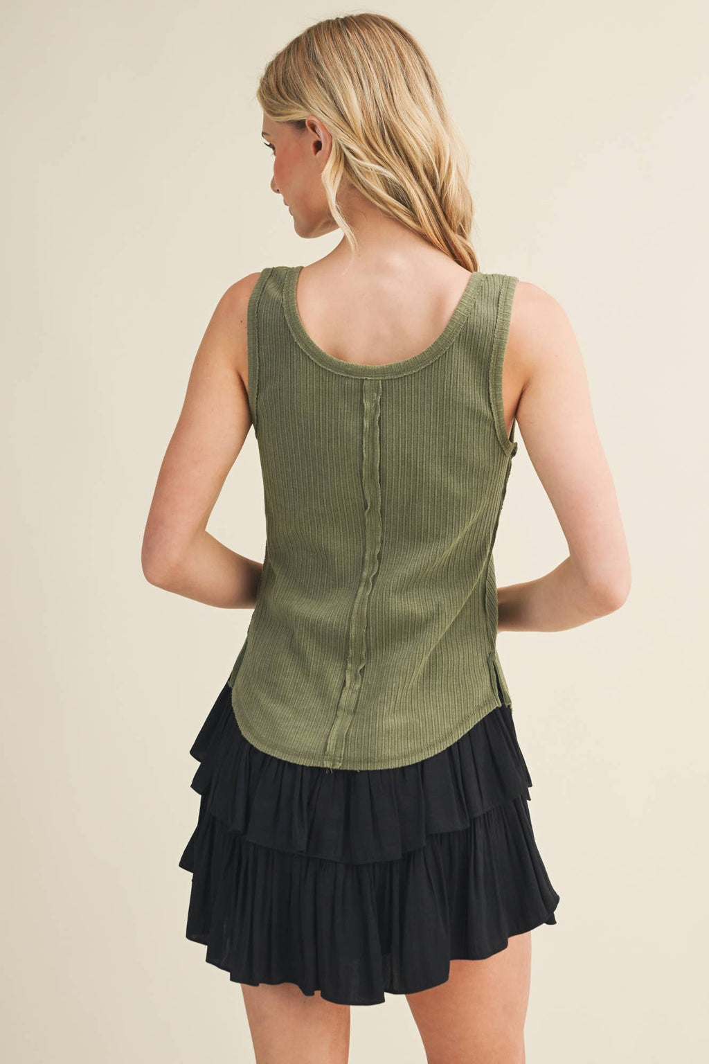 Deconstructed Vertebral Seam Ribbed Top