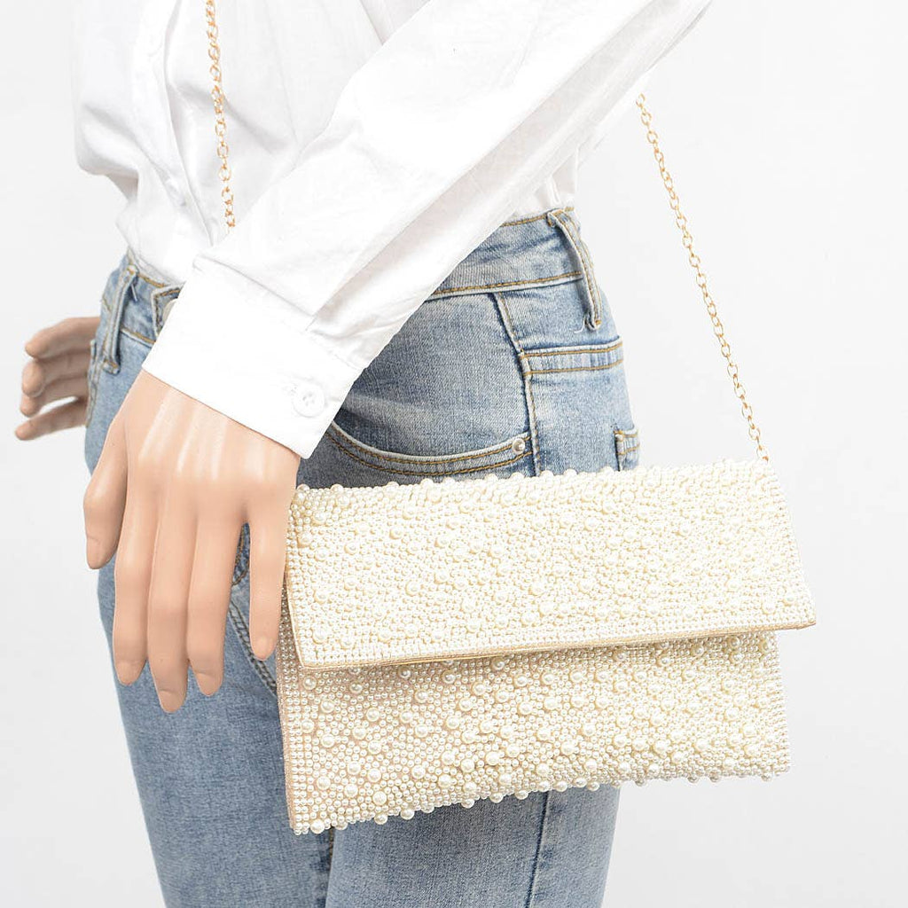 Faux Pearl Party Clutch
