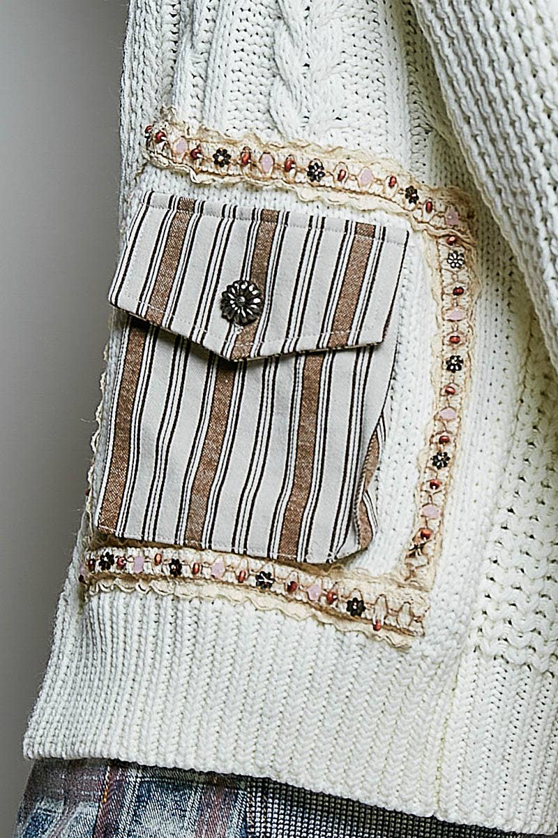Genevieve Cable Knit Zip Cardigan
