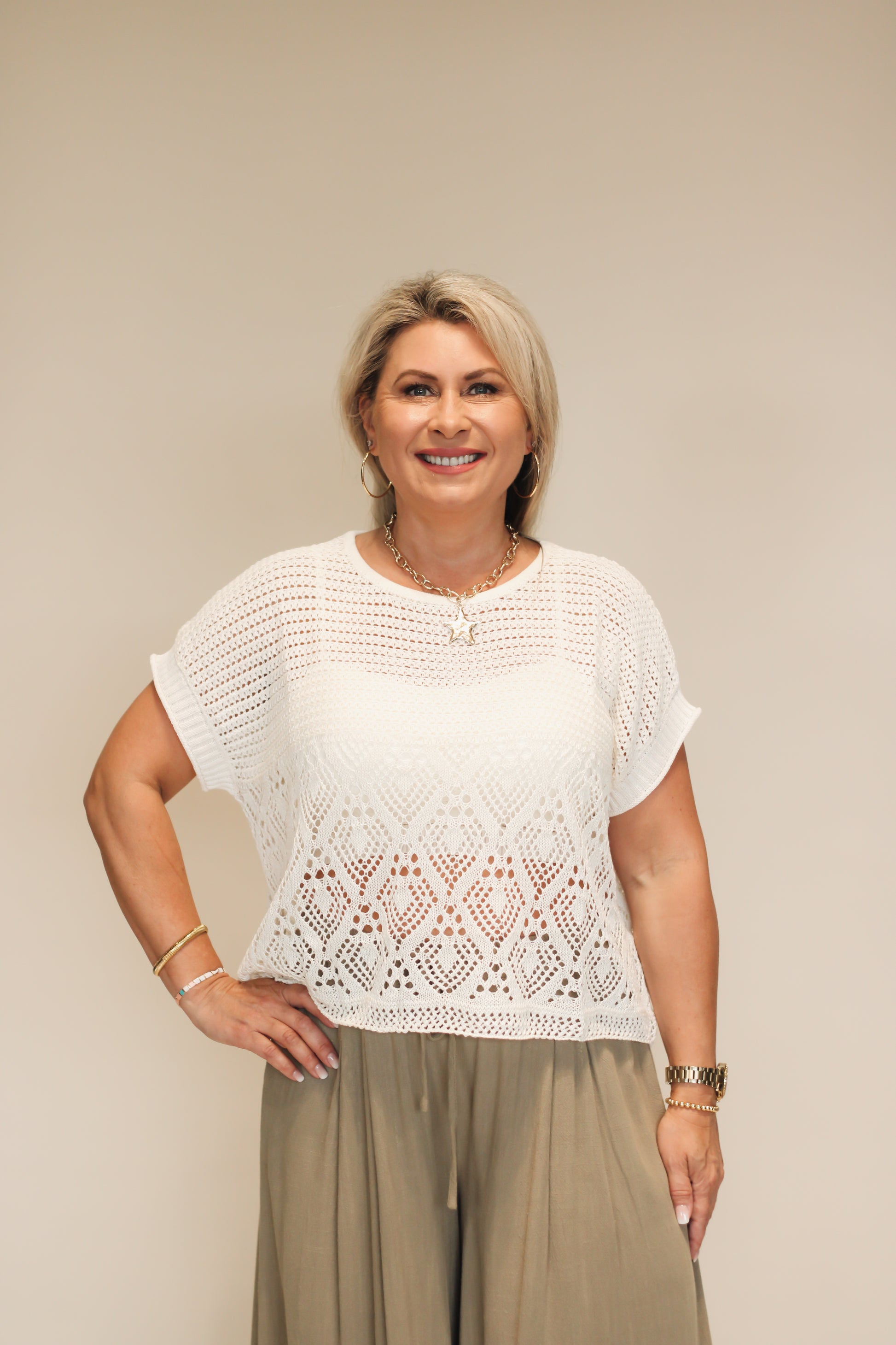 Floral Detail Crochet Boho Top
