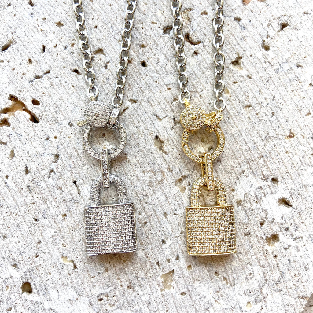 Lock Necklace w/ Micro Pave