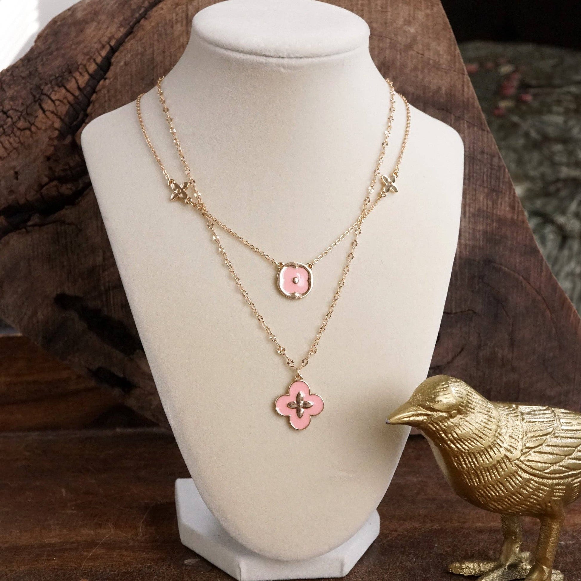 Clover Dainty Layered Necklace – Gold Tone & Color Options