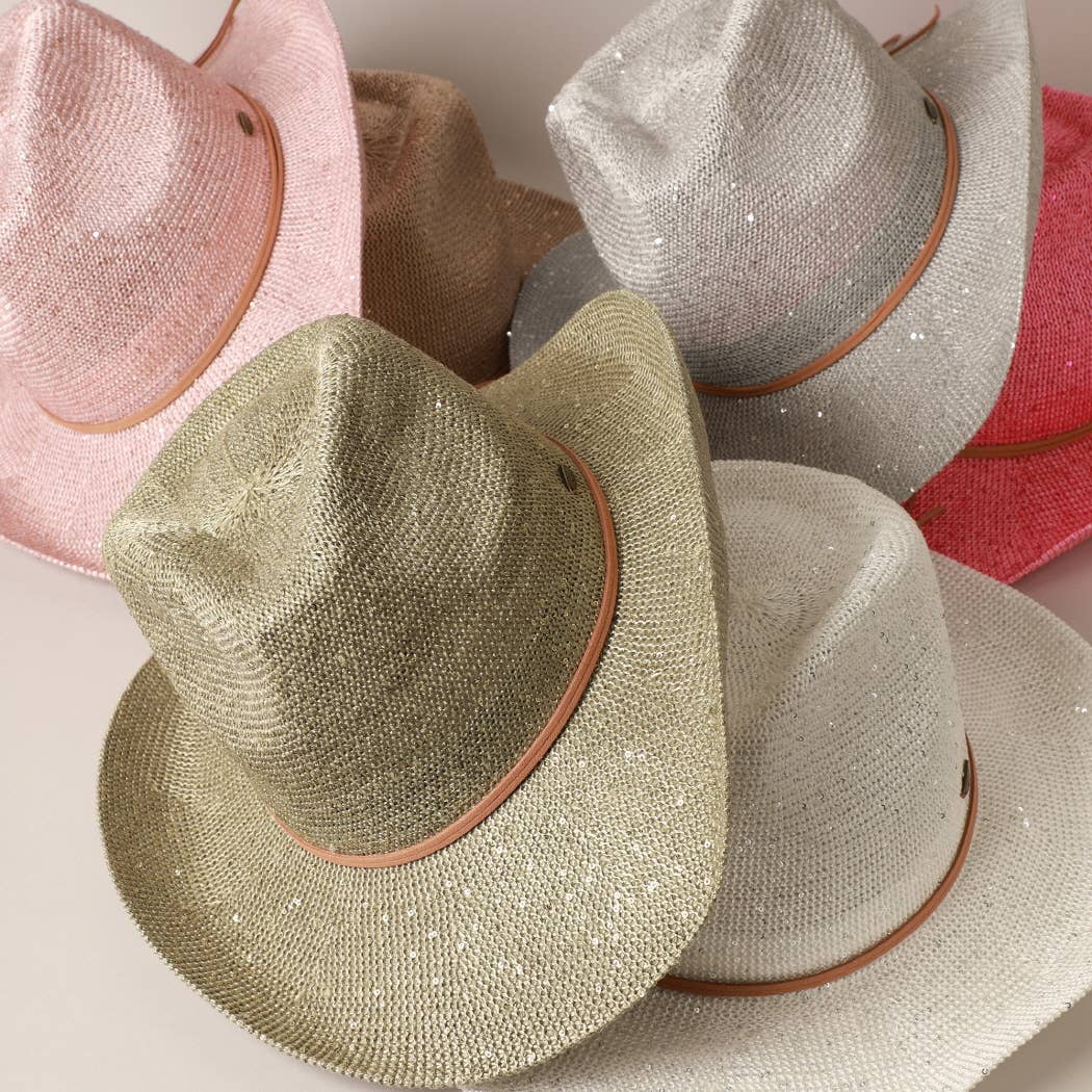 Sequin Cowboy Hat with Suede String