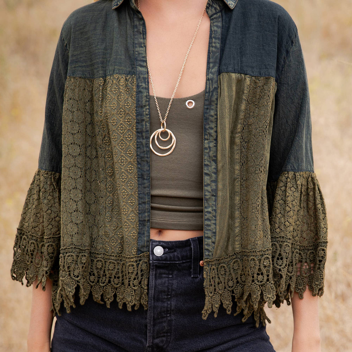 Juniper Crochet Lace Bell Sleeve Jacket