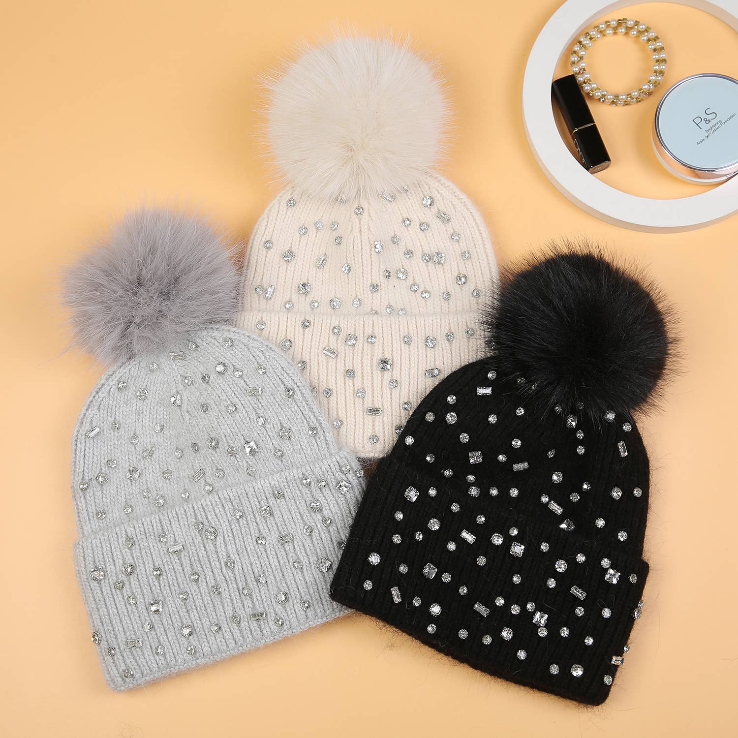 Sparkling Gem Pompom Hat